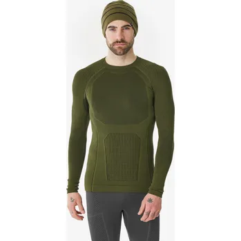 Pánské tričko WEDZE Pánské prodyšné spodní termotričko BL Ski 900 Tech XL KAŠTANOVÁ|ZELENÁ|ČERNÁ