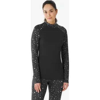 Pánské tričko WEDZE Dámské spodní lyžařské termotričko prodyšné BL500 S ČERNÁ|ŠEDÁ