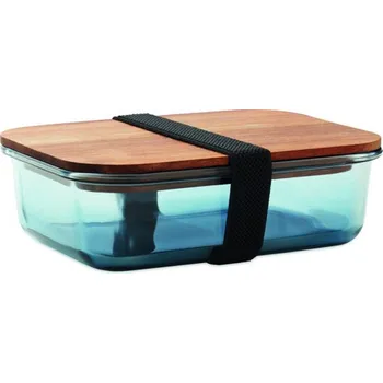 Svačinový box Skleněný box na jídlo 800ml Vitrio Lunch - Transparentní Modrá
