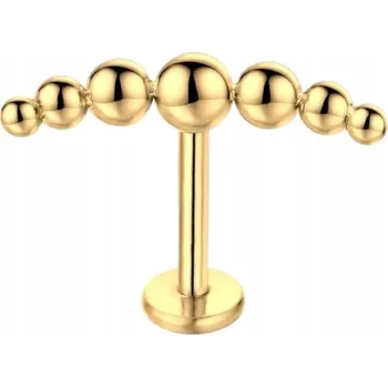 Náušnice Náušnice - Titanový zlatý labret se sedmi kuličkami. LOBE Helix 1,2/8