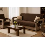 FALCO Sedací souprava Vanda 3+1+1 hnědá se dřevem