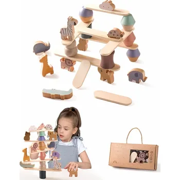 Dřevěná hračka Derrson dřevěná balanční hra se zvířátky