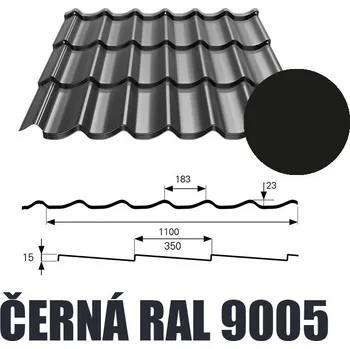 plechová krytina BP2 Plechová krytina ALFA 0,5mm ČERNÁ Délka 3,0 m