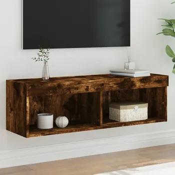 Televizní stolek vidaXL TV skříňka s LED osvětlením kouřový dub 100 x 30 x 30 cm
