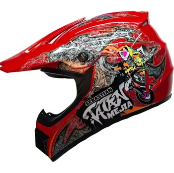Helma na motorku Dětská motocross helma Mejia - Červená velikost XL 59-61cm