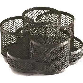 Stojánek na psací potřeby, černá, 7 dílný, drátěný, otočný, DKC2483 581965