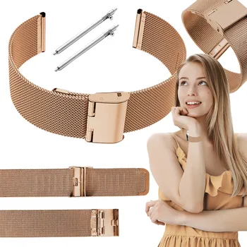 Řemínek na hodinky Řemínek pro Realme Band 2 chytré hodinky růžovo-zlatý řemínek 18mm s teleskopy