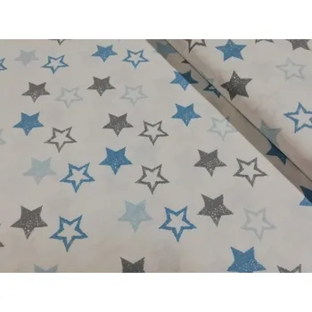 Bavlněná dovoz látka šíře 240cm - Hvězdička šedá a modrá (50cm)