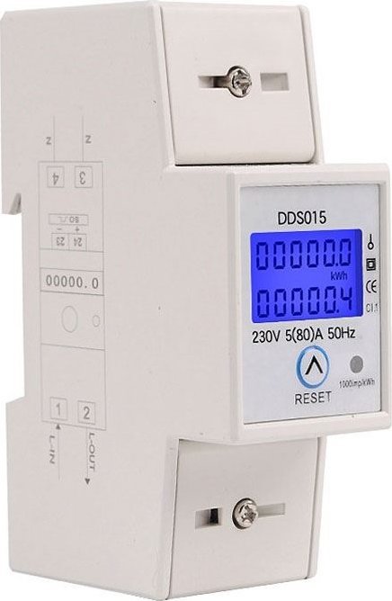 HADEX Elektroměr na DIN lištu DDS015 Reset 80A jednofázový