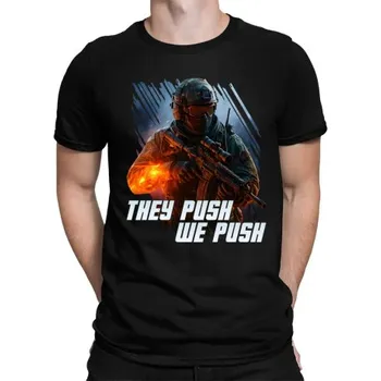 Žertovný předmět They push, we push - pánské tričko s potiskem pro fanoušky hry Battlefield- Tričkový.cz