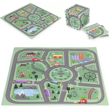 Velká pěnová puzzle podložka pro děti město 90,5 × 90,5 cm, 21 ks ECOTOYS