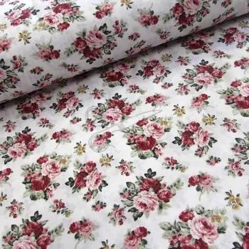 Bavlněná dovoz látka šíře 240cm - Růžičky červené (50cm)