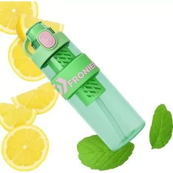 Láhev Láhev na vodu s ovocem 650 ml s vložkou na led a brčkem zelená