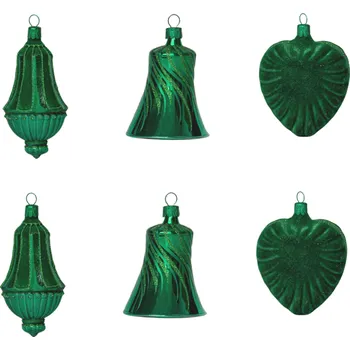 Vánoční ozdoba Koulier Skleněné vánoční ozdoby basic Green - Green lucerna, 6 ks