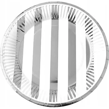 Talíř TALÍŘKY NA OSLAVU NAROZENIN 18cm STŘÍBRNÉ PRUHY 6 Ks