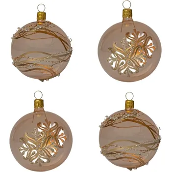 Vánoční ozdoba Koulier Skleněné vánoční ozdoby basic Caramel - Caramel čiré koule, 4 ks