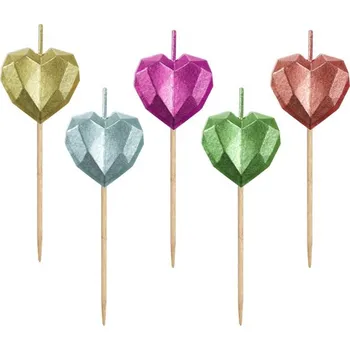 Dortová svíčka GoDan S.A. Dortová svíčka - Srdce metalické barvy 7,2 cm (5 ks) 582061