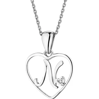 Přívěsek Přívěsek z bílého zlata s diamantem - písmeno N, srdce - 0,005 ct - ryzost 585 - 110.304/N