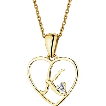 Přívěsek Přívěsek ze žlutého zlata s diamantem - písmeno K, srdce - 0,005 ct - ryzost 585 - 110.304/K