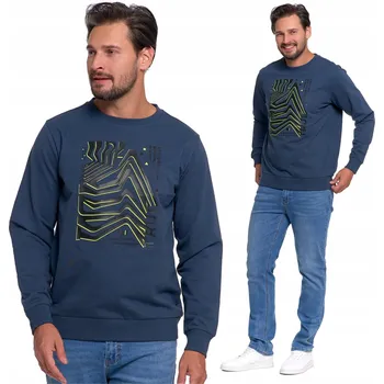 Pánská mikina PÁNSKÁ BAVLNĚNÁ MIKINA MORAJ S POTISKEM BEZ KAPUCE KAPUCE, STYLOVÁ TMAVĚ PÁNSKÁ MIKINA XL