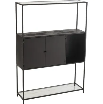 regál J-line Černý kovový regál Rectangle 126 x 90 cm