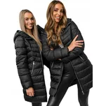 Černá dlouhá prošívaná zimní bunda kabát s kapucí Denley 11Z8083A_XL