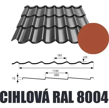 plechová krytina BP2 Plechová krytina ALFA 0,5mm CIHLOVÁ Délka 4,0 m