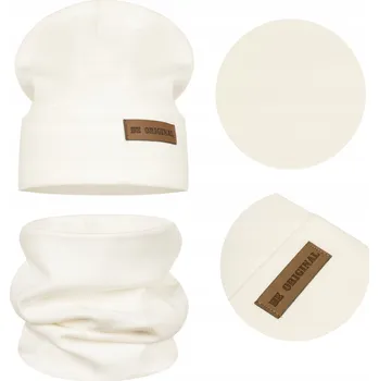 Čepice Jarní dětská souprava: ČEPICE + NÁKRČNÍK, BAVLNA, dvojitá látka, béžová