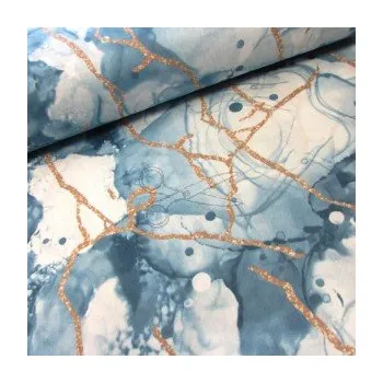 Galanterie Bavlněná česká látka šíře 240 cm - Modrý mramor (50cm)