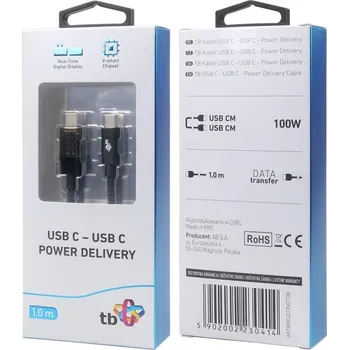 Datový kabel TB Touch USB C kabel s indikátorem nabíjení 100W