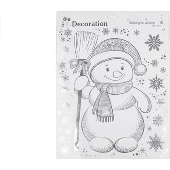Vánoce Vánoční okenní fólie samolepicí - stříbrná sněhulák
