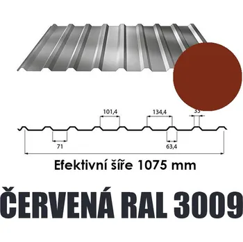 plechová krytina BP2 Trapézový plech T18 0,5mm ČERVENÁ Délka 5,0 m