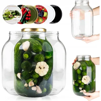 Sklenice 7x SKLENICE SKLENĚNÁ 3L SKLENICE na MED ZAVAŘENINY LIKÉRY