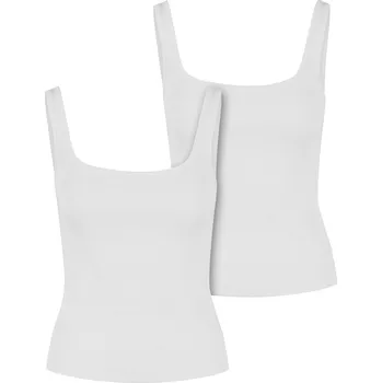 Top z Urban Classics - Dámský žebrovaný top se širokým výstřihem (balení 2 ks) - Ženy - bílá