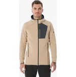 QUECHUA Pánská turistická fleecová mikina na zip MH 500 M BÉŽOVÁ|ŠEDÁ