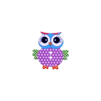 Dekorační knoflík Sovička ve fialovém kabátku (sovy, sova)