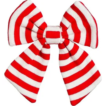 Vánoční dekorace LAALU Mašle na dárek s červenými a bílými pruhy, 20 cm