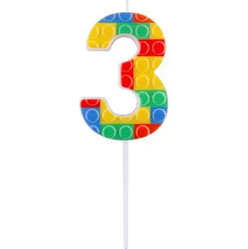 Dortová svíčka GoDan S.A. Dortová svíčka - číslo "3" Bloky 10,5 cm 582067