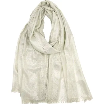 Šála Classic Scarf Smetanová slavnostní šála se zlatou nití, pléd přes ramena na šaty, na svatbu, party 200x100 cm