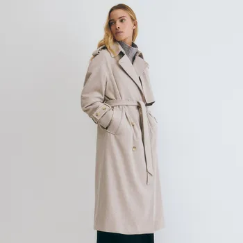 Reserved - Dvouřadý kabát s příměsí vlny - béžová - 515AV-08M - 515AV-08M-L-3