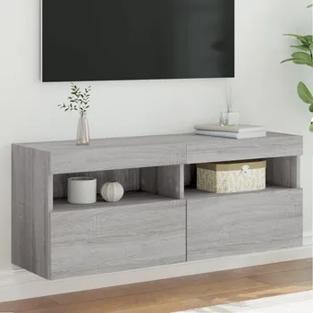 Nábytek vidaXL Nástěnná TV skříňka s LED osvětlením šedá sonoma 100x30x40 cm
