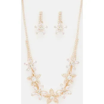 Souprava šperků B-TOP Pozlacená souprava s krystaly Flowers Druh barvy: Zlatá