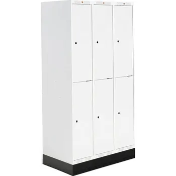 Šatní skříň Šatní skříňka ROZ, 3 sekce, 6 boxů, se soklem, 1890x900x550 mm, bílá