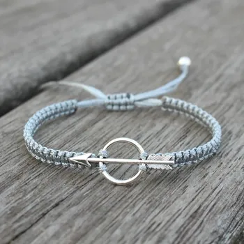 Náramek Jednoduchý unisex párový náramek pro štěstí | náramek, šňůrkový náramek - Šedá