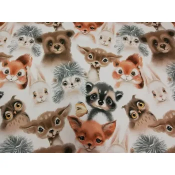 Bavlněná látka digi tisk šíře 145cm - Lesní zvířátka (50cm)