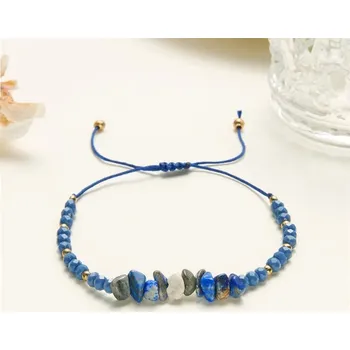 Náramek Ručně pletený náramek z drcených kamenů | energetický náramek, minerální šperk - BR23Y0905-9