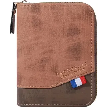 Peněženka Koženková taška na karty se zipem | pánská peněženka, dámská peněženka - Červenohnědá