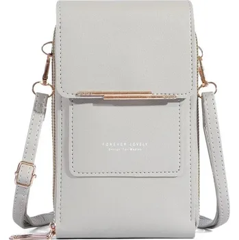 Kabelka Dámská kožená crossbody peněženka s poutkem | dámská taštička, kožená kabelka - šedá