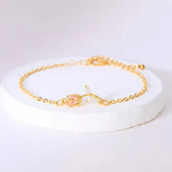 Náhrdelník Barevný tulipánový náhrdelník či náramek se zirkony | svatební šperk, květinový náhrdelník - BR24Y0395-2