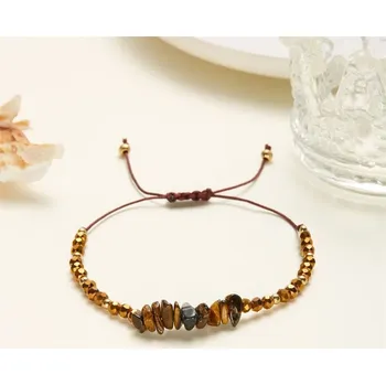 Náramek Ručně pletený náramek z drcených kamenů | energetický náramek, minerální šperk - BR23Y0905-11